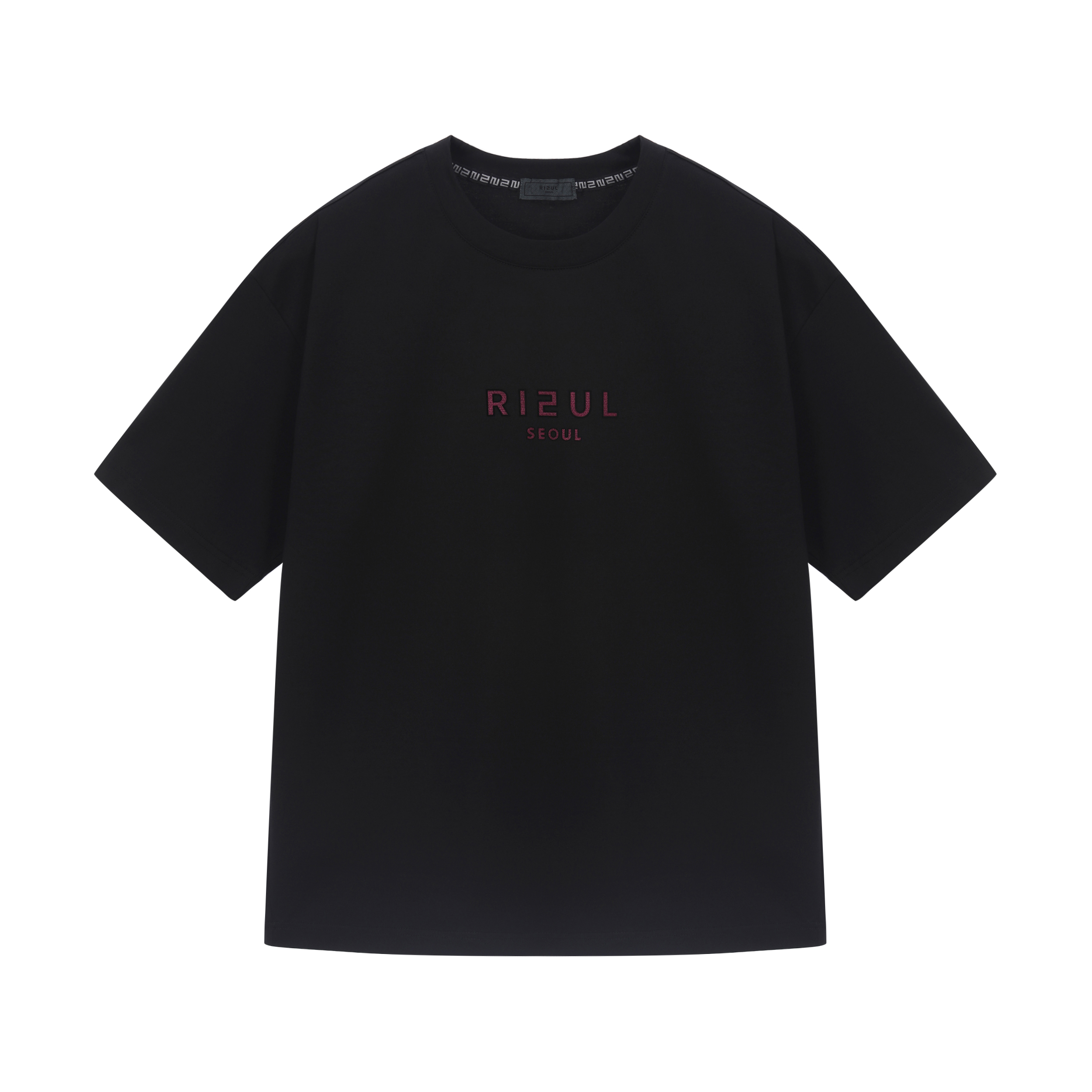 RIEUL 버건디 로고 티셔츠 블랙
